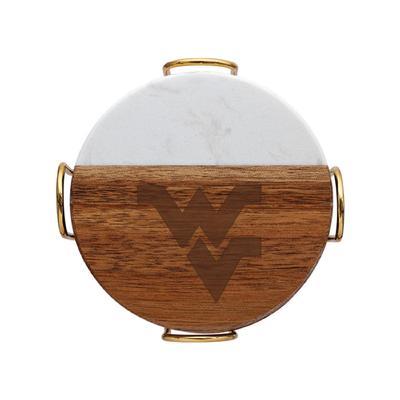 West Virginia Marble and Acacia Wood Coaster Set