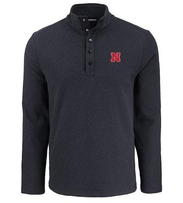 Nebraska Cutter & Buck Hunts Point Textured Fleece Snap Pullover