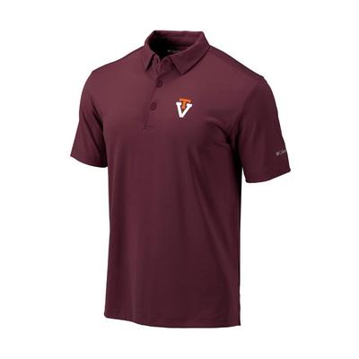 Virginia Tech Columbia Golf Vault Omni-Wick Drive Polo DEEP_MAROON