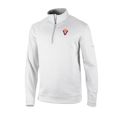 Virginia Tech Columbia Golf Vault Omni-Wick Wickham Hills 1/4 Zip WHITE