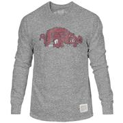  Arkansas Retro Brand Long Sleeve Tri- Blend Tee