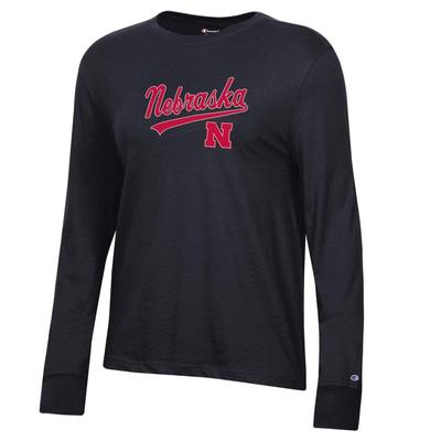 Nebraska Champion Women's Core Script Long Sleeve Tee