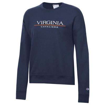 Virginia Champion Women's Bar Stack Powerblend Crew NAVY