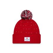  Nebraska New Era Youth Labeled Pom Knit Beanie