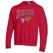  Nebraska Champion Wordmark Basketball Net Logo Crew