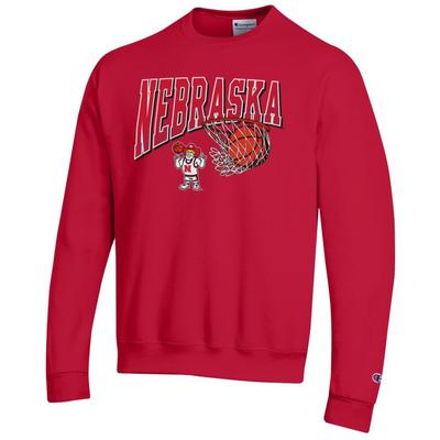 Nebraska Champion Wordmark Basketball Net Logo Crew