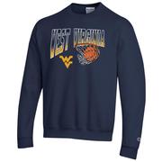  West Virginia Champion Wordmark Basketball Net Logo Crew