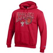  Nebraska Champion Wordmark Basketball Net Logo Hoodie