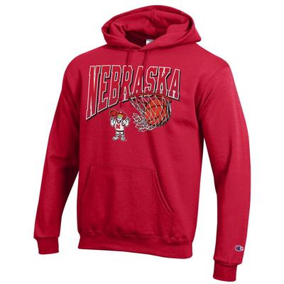 Nebraska Champion Wordmark Basketball Net Logo Hoodie