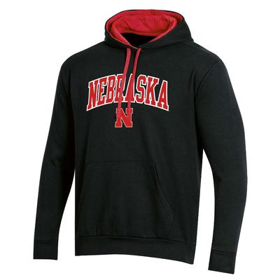 Nebraska Champion Men's Arch Fleece Hoodie BLACK