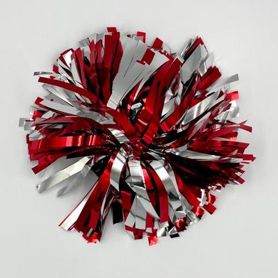 Red and Silver Go Team Spirit Wrist Pom