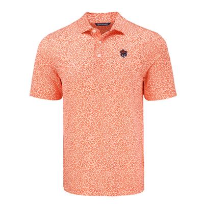 Auburn Cutter & Buck Vault Cartoon Pike Eco Flora Print Polo COLL_ORANGE