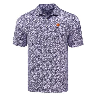 Clemson Cutter & Buck Pike Eco Flora Print Polo