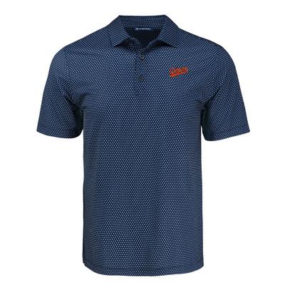 Auburn Cutter & Buck Vault Script Pike Eco Shadow Check Print Polo