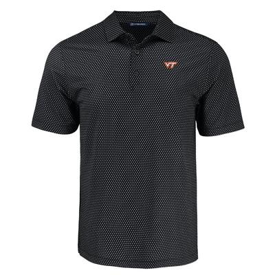 Virginia Tech Cutter & Buck Pike Eco Shadow Check Print Polo