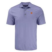  Clemson Cutter & Buck Pike Eco Shadow Check Print Polo