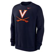  Virginia Nike Logo Club Fleece Crew