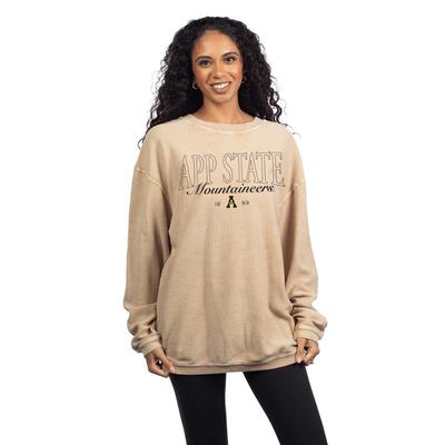 App State Chicka-D Cliff Notes Corded Crew LATTE