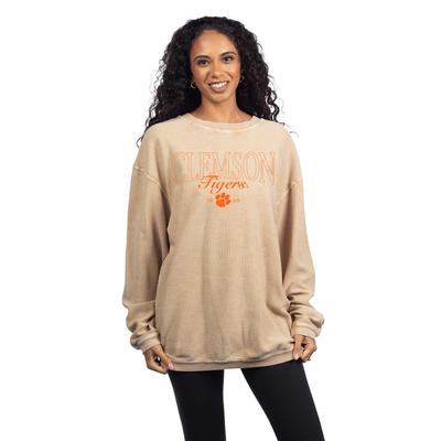 Clemson Chicka-D Cliff Notes Corded Crew LATTE