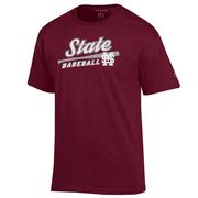  Mississippi State Champion Script Bat Baseball Logo Tee