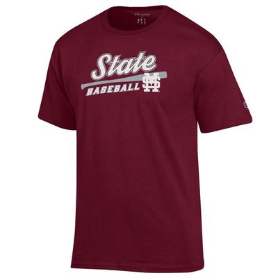 Mississippi State Champion Script Bat Baseball Logo Tee