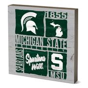  Michigan State 5.5 ” X 5.5 ” Table Top Square Wood Block