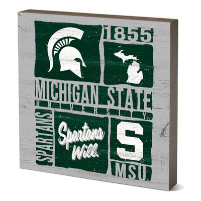 Michigan State 5.5” X 5.5” Table Top Square Wood Block