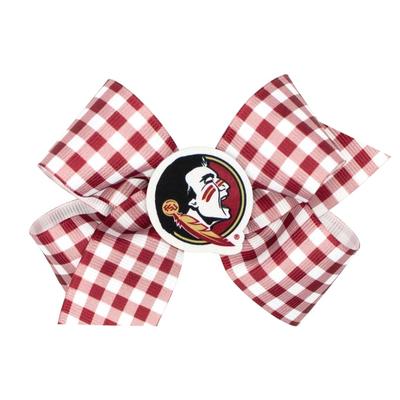 FSU Wee Ones Medium Gingham Grosgrain Hair Bow