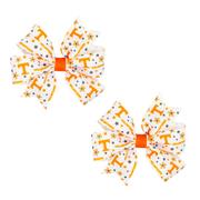  Tennessee Wee Ones Mini Circle Signature Collegiate Logo Print Fabric Hair Bows