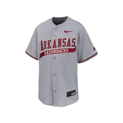 Arkansas Nike YOUTH Full Button Baseball Jersey