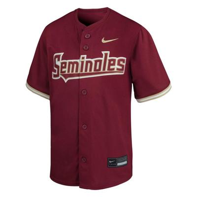 Florida State Nike YOUTH Full Button Baseball Jersey