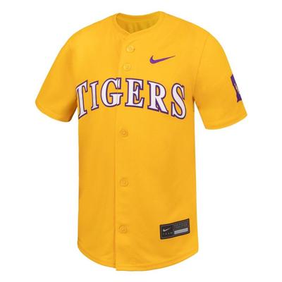 LSU Nike YOUTH Full Button Baseball Jersey