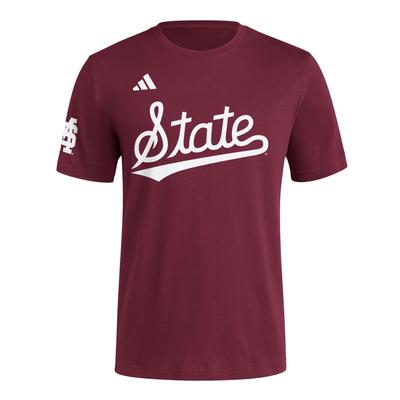 Mississippi State Adidas Baseball Script Fresh Tee