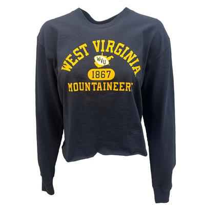 West Virginia Champion Women's Boyfriend Long Sleeve Cropped Tee Arch Vault