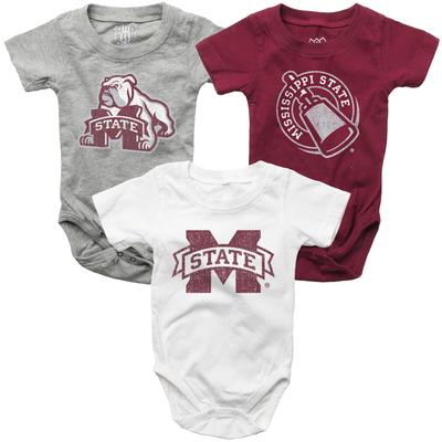 Mississippi State Wes and Willy Infant 3 Pack Hopper Set