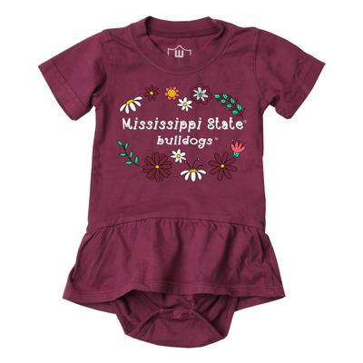 Mississippi State Wes and Willy Infant Flower Jersey Hopper Onesie