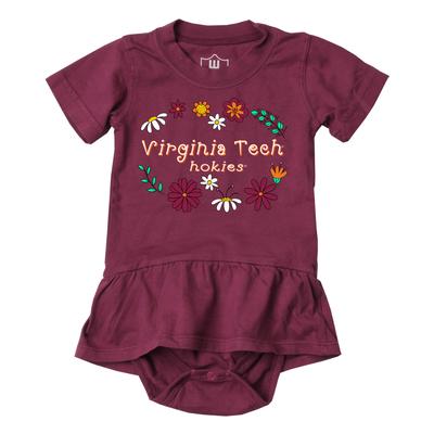 Virginia Tech Wes and Willy Infant Flower Jersey Hopper Onesie