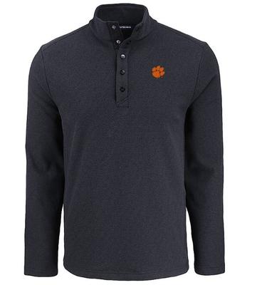 Clemson Cutter & Buck Hunts Point Textured Fleece Snap Pullover