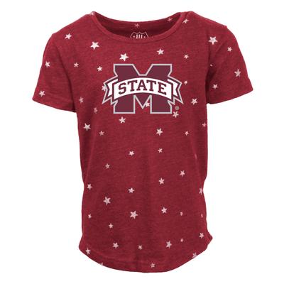 Mississippi State Wes and Willy Kids Shimmer Star Drop Tee