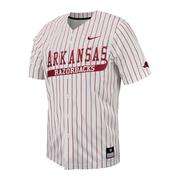  Arkansas Nike Limited Full Button Pinstripe Baseball Jersey