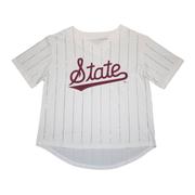  Mississippi State Kickoff Couture Ballgame Rhinestone Striped Jersey Tee