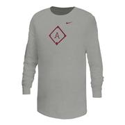  Arkansas Nike Youth Dri- Fit Legend Baseball Diamond Long Sleeve Tee