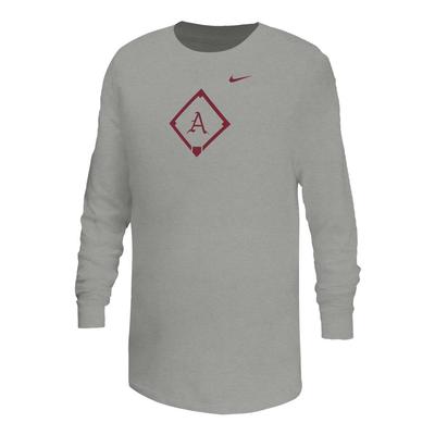 Arkansas Nike YOUTH Dri-Fit Legend Baseball Diamond Long Sleeve Tee