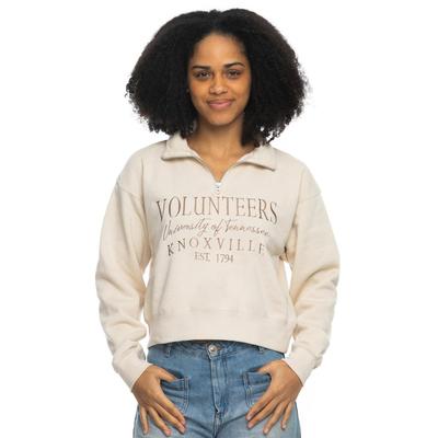 Tennessee Zoozatz Women's Sport Crop 1/4 Zip Tonal Embroidered Crew