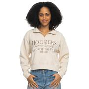  Indiana Zoozatz Women's Sport Crop 1/4 Zip Tonal Embroidered Crew