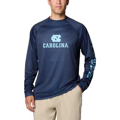 UNC Columbia PFG Terminal Tackle Heather Long Sleeve Shirt