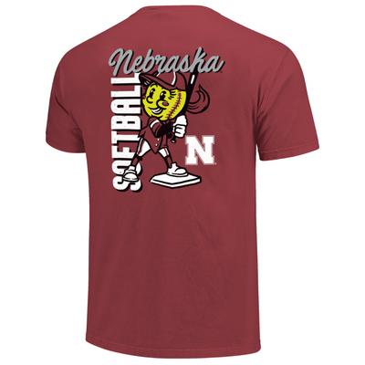 Nebraska Image One Softball Batter Swing Comfort Colors Tee