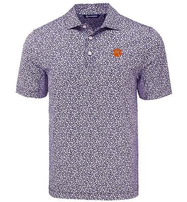 Clemson Cutter & Buck Pike Flora Print Polo