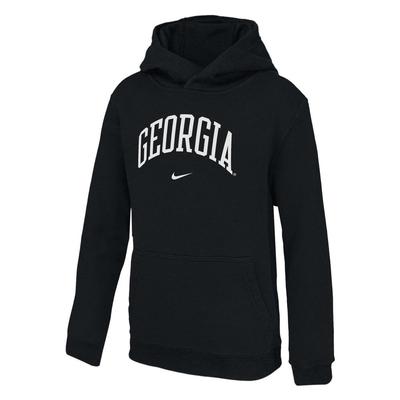 Georgia Nike YOUTH Arch Club Fleece Hoodie BLACK