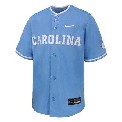 UNC Nike YOUTH Full Button Baseball Jersey